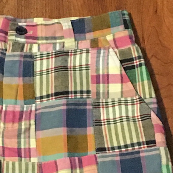 Vintage Lauren Ralph Lauren Madras Plaid Patch Shorts 0 - Picture 5 of 7